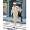 image:imageCOOFANDY Mens Athletic Tracksuit 2 Piece Sweat Suits Jacket and Pants SetKhaki