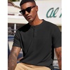 image:imageCOOFANDY Mens Henley Shirts Short Sleeve Texture Casual Button Tee Shirts01black