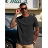 image:imageCOOFANDY Mens Henley Shirts Short Sleeve Texture Casual Button Tee Shirts01black