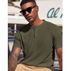 image:imageCOOFANDY Mens Henley Shirts Short Sleeve Texture Casual Button Tee ShirtsArmy Green