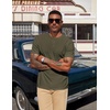 image:imageCOOFANDY Mens Henley Shirts Short Sleeve Texture Casual Button Tee ShirtsArmy Green