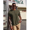 image:imageCOOFANDY Mens Henley Shirts Short Sleeve Texture Casual Button Tee ShirtsArmy Green