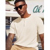 image:imageCOOFANDY Mens Henley Shirts Short Sleeve Texture Casual Button Tee ShirtsBeige