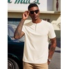 image:imageCOOFANDY Mens Henley Shirts Short Sleeve Texture Casual Button Tee ShirtsBeige