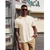 image:imageCOOFANDY Mens Henley Shirts Short Sleeve Texture Casual Button Tee ShirtsBeige