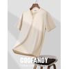 image:imageCOOFANDY Mens Henley Shirts Short Sleeve Texture Casual Button Tee ShirtsBeige