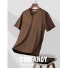 image:imageCOOFANDY Mens Henley Shirts Short Sleeve Texture Casual Button Tee ShirtsBrowm