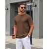 image:imageCOOFANDY Mens Henley Shirts Short Sleeve Texture Casual Button Tee ShirtsBrowm