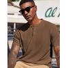 image:imageCOOFANDY Mens Henley Shirts Short Sleeve Texture Casual Button Tee ShirtsBrowm