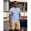 image:imageCOOFANDY Mens Henley Shirts Short Sleeve Texture Casual Button Tee ShirtsLight Blue