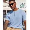 image:imageCOOFANDY Mens Henley Shirts Short Sleeve Texture Casual Button Tee ShirtsLight Blue