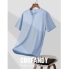 image:imageCOOFANDY Mens Henley Shirts Short Sleeve Texture Casual Button Tee ShirtsLight Blue