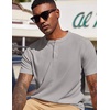 image:imageCOOFANDY Mens Henley Shirts Short Sleeve Texture Casual Button Tee ShirtsLight Grey
