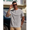 image:imageCOOFANDY Mens Henley Shirts Short Sleeve Texture Casual Button Tee ShirtsLight Grey