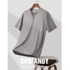 image:imageCOOFANDY Mens Henley Shirts Short Sleeve Texture Casual Button Tee ShirtsLight Grey