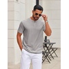 image:imageCOOFANDY Mens Henley Shirts Short Sleeve Texture Casual Button Tee ShirtsLight Grey
