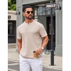 image:imageCOOFANDY Mens Henley Shirts Short Sleeve Texture Casual Button Tee ShirtsLight Khaki