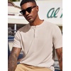 image:imageCOOFANDY Mens Henley Shirts Short Sleeve Texture Casual Button Tee ShirtsLight Khaki