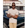 image:imageCOOFANDY Mens Henley Shirts Short Sleeve Texture Casual Button Tee ShirtsLight Khaki