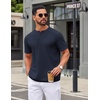 image:imageCOOFANDY Mens Henley Shirts Short Sleeve Texture Casual Button Tee ShirtsNavy Blue