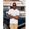 image:imageCOOFANDY Mens Henley Shirts Short Sleeve Texture Casual Button Tee ShirtsWhite