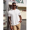 image:imageCOOFANDY Mens Henley Shirts Short Sleeve Texture Casual Button Tee ShirtsWhite