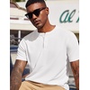 image:imageCOOFANDY Mens Henley Shirts Short Sleeve Texture Casual Button Tee ShirtsWhite