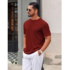 image:imageCOOFANDY Mens Henley Shirts Short Sleeve Texture Casual Button Tee ShirtsWine Red