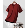 image:imageCOOFANDY Mens Henley Shirts Short Sleeve Texture Casual Button Tee ShirtsWine Red