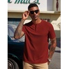 image:imageCOOFANDY Mens Henley Shirts Short Sleeve Texture Casual Button Tee ShirtsWine Red