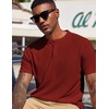 image:imageCOOFANDY Mens Henley Shirts Short Sleeve Texture Casual Button Tee ShirtsWine Red