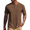 image:imageCOOFANDY Mens Henley Shirts Short Sleeve Texture Casual Button Tee ShirtsBrowm