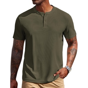 image:imageCOOFANDY Mens Henley Shirts Short Sleeve Texture Casual Button Tee ShirtsArmy Green