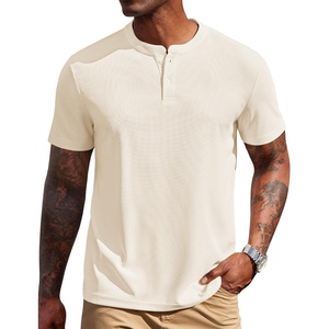 image:imageCOOFANDY Mens Henley Shirts Short Sleeve Texture Casual Button Tee ShirtsBeige
