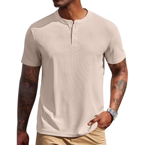 image:imageCOOFANDY Mens Henley Shirts Short Sleeve Texture Casual Button Tee ShirtsLight Khaki