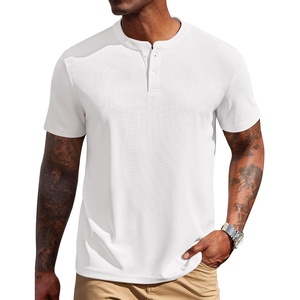 image:imageCOOFANDY Mens Henley Shirts Short Sleeve Texture Casual Button Tee ShirtsWhite