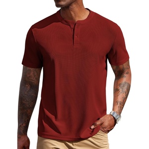 image:imageCOOFANDY Mens Henley Shirts Short Sleeve Texture Casual Button Tee ShirtsWine Red