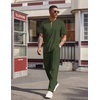 image:imageCOOFANDY Mens 2 Piece Outfit Quarter Zip Short Sleeve Top amp Pants SetArmy Green