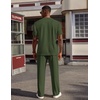image:imageCOOFANDY Mens 2 Piece Outfit Quarter Zip Short Sleeve Top amp Pants SetArmy Green