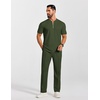 image:imageCOOFANDY Mens 2 Piece Outfit Quarter Zip Short Sleeve Top amp Pants SetArmy Green