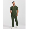 image:imageCOOFANDY Mens 2 Piece Outfit Quarter Zip Short Sleeve Top amp Pants SetArmy Green