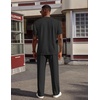 image:imageCOOFANDY Mens 2 Piece Outfit Quarter Zip Short Sleeve Top amp Pants SetBlack