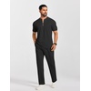 image:imageCOOFANDY Mens 2 Piece Outfit Quarter Zip Short Sleeve Top amp Pants SetBlack
