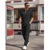 image:imageCOOFANDY Mens 2 Piece Outfit Quarter Zip Short Sleeve Top amp Pants SetBlack