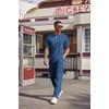 image:imageCOOFANDY Mens 2 Piece Outfit Quarter Zip Short Sleeve Top amp Pants SetDark Blue
