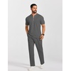 image:imageCOOFANDY Mens 2 Piece Outfit Quarter Zip Short Sleeve Top amp Pants SetDark Grey