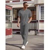 image:imageCOOFANDY Mens 2 Piece Outfit Quarter Zip Short Sleeve Top amp Pants SetDark Grey