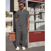 image:imageCOOFANDY Mens 2 Piece Outfit Quarter Zip Short Sleeve Top amp Pants SetDark Grey