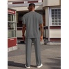 image:imageCOOFANDY Mens 2 Piece Outfit Quarter Zip Short Sleeve Top amp Pants SetDark Grey