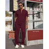 image:imageCOOFANDY Mens 2 Piece Outfit Quarter Zip Short Sleeve Top amp Pants SetDark Red